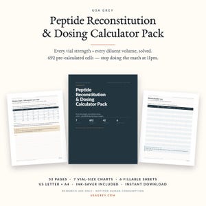 Peptide Calculator | 53-Page Reconstitution PDF With Fillable Logs