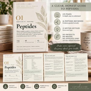 Peptide Guide PDF, 135-Page Digital Handbook With Printable Worksheets