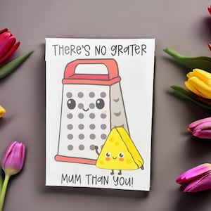 No hay mamá más rallada que tú: lindo juego de palabras con queso y rallador, tarjeta de felicitación, tarjeta del Día de la Madre, tarjeta divertida, tarjeta con juego de palabras, tarjeta de abuela, tarjeta de Nanna