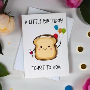 Lustige Geburtstagskarte – "A Little Birthday Toast to You" – Handgemachte Grußkarte, Toastspiel, innen leer, süße Grußkarte für Sie und Ihn