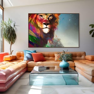 Colorful Eclectic Lion Wall Art – Bright Vibrant Lion Poster – Digital Animal Print – Fun Jungle Decor – Bold Safari Art – Instant Download