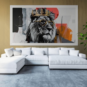 Colorful Eclectic Lion Wall Art – Bright Vibrant Lion Poster – Digital Animal Print – Fun Jungle Decor – Bold Safari Art – Instant Download