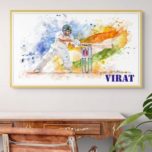 India Cricket Wall Art | Personalised Digital Cricket Poster | Custom Name Sports Print | Bright Cricketer Gift | Instant Download