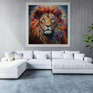 Vibrant Eclectic Lion Wall Art – Bright Vibrant Lion Poster – Digital Animal Print – Fun Jungle Decor – Bold Safari Art – Instant Download