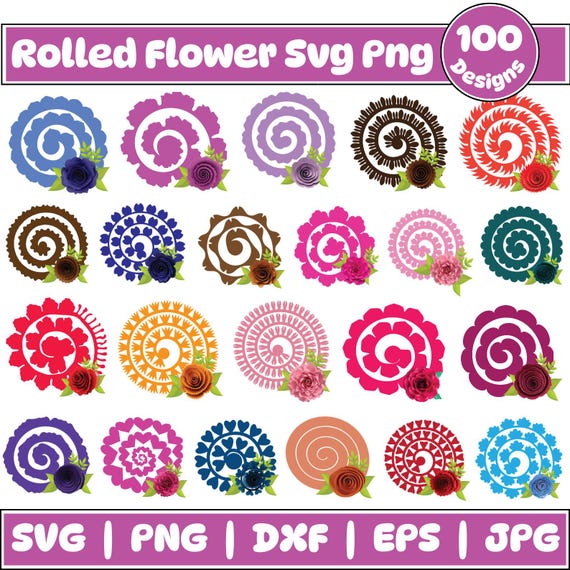 Rolled Flower Svg, Paper Flower, Wedding Flower, 3d Flower, Rolled Flower Cricut File, Gifts Decoration, Paper Leaf Svg, Layered Designs Svg