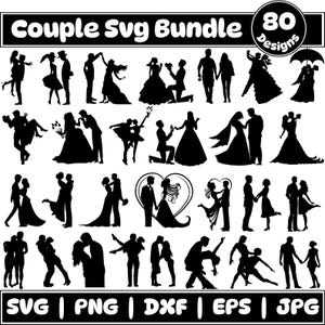 Couple Silhouette SVG Bundle: Lovers Clipart, Cut Files