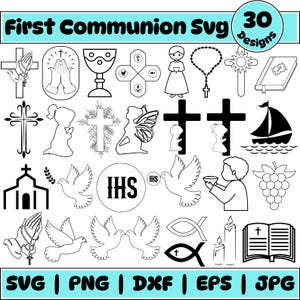 First Communion Svg Bundle, Cross Svg, Communion Clipart, File Svg, Vector, Cut File Clip, Holy Communion Svg, Holy Communion, Svg