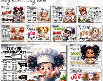 Funny Kitchen Cutting Board Designs Bundle, Sarcastic Chef Girl PNG, Cooking Quotes, Kitchen Decor, Printable Cutting Board Art,Digital File