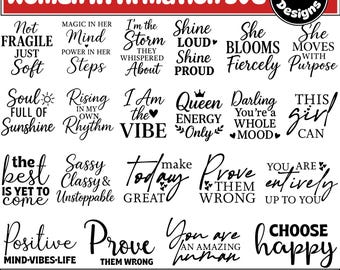 Woman Affirmation Svg Bundle, She is me SVG, Women Empowerment Bundle, Inspirational Svg for Women, Positive Quotes, Girl Quotes Svg, Cricut