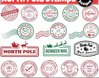North Pole Stamp Svg Bundle, Christmas stamps Svg, North Pole Mail Express Post Svg, Winter Svg, Cut Files Cricut, Silhouette