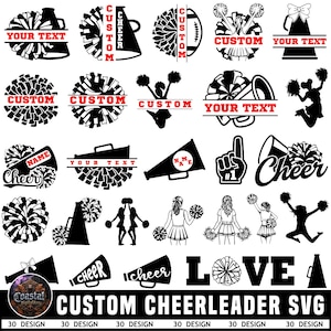 Cheerleader Pom And Megaphone Svg bundle, Split Name Frames For Cheer, Custom Name Cheerleader, Cheer Mom Svg, Cheerleader Pom and Megaphone