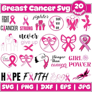 Breast Cancer SVG Designs Bundle, Breast Cancer SVG, Cancer Survivor Png, Fight Quote Sublimation, Cancer Awareness, Pink Ribbon