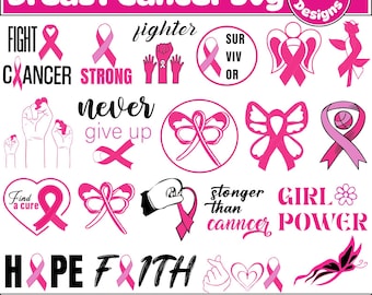Breast Cancer SVG Designs Bundle, Breast Cancer SVG, Cancer Survivor Png, Fight Quote Sublimation, Cancer Awareness, Pink Ribbon