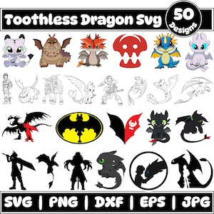 Toothless Svg Png Bundle, Dragon Toothless Png, Night Fury Dragon Svg, Toothless Clipart, Hiccup, Train Your Dragon Svg, Dragon Silhouette