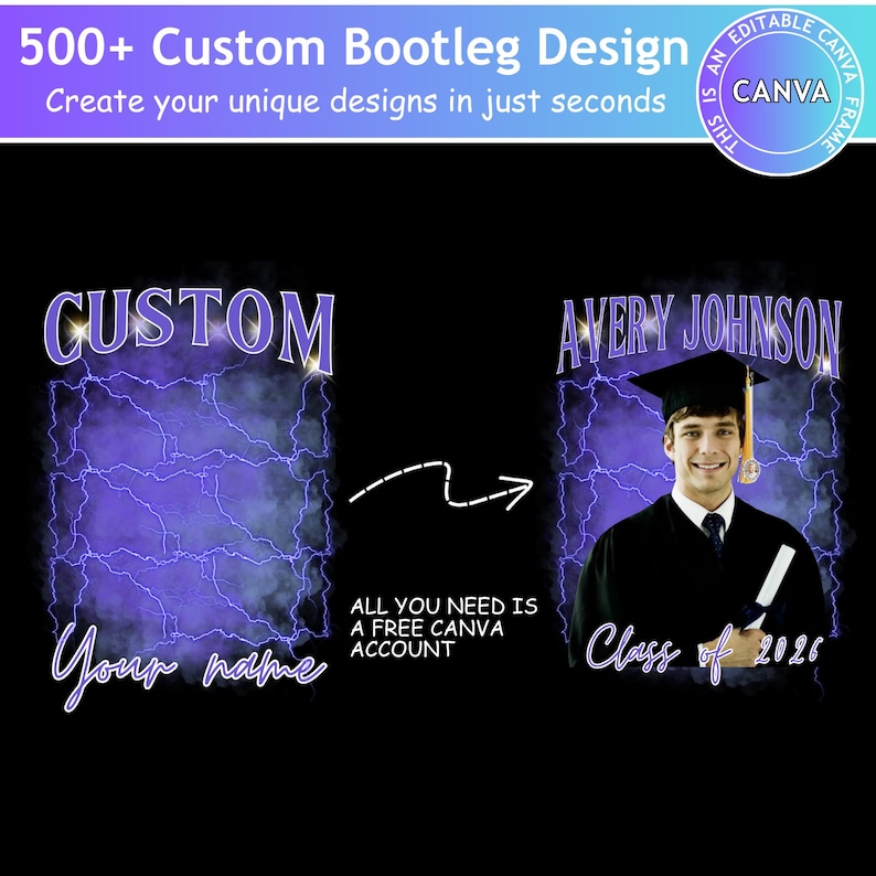 Custom Bootleg Rap & Graduation Tee Canva Templates, Editable Bootleg ...