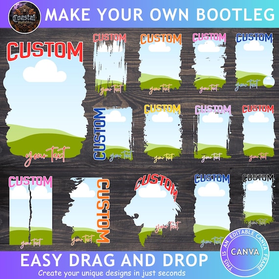 Custom Bootleg Editable Canva Frame Template, Drag and Drop, Photo Collage, Trendy Canva Frames, Canva Shirt Design, Rap Tee, POD Bundle