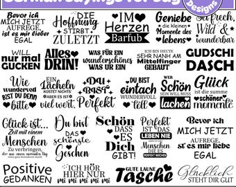 Paquete de refranes alemanes para plotter de bolsas Svg, refranes de bolsillo Svg, plotter de bolsas de yute Svg, uno de los yutes, Sprüche Svg, para Cricut, Silhouette
