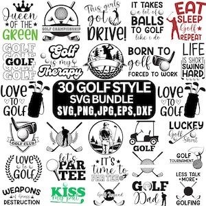 Lot de Svg de golf, Png de golf, Svg de monogramme de golf, Svg monogramme fractionné, Svg de cadre de nom de golf, Svg de balle de golf, Svg de joueur de golf, Svg cricut d'amant de golf