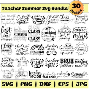 Leraar zomer SVG bundel, leraar SVG, einde van het jaar SVG, einde van school SVG, virtuele leraar SVG, laatste dag van school, digitale Cricut-bestand