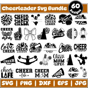 Cheerleader Svg Bundle, Cheer Svg, Cheerleader Clipart, Cheerleading Svg, Cheerleader Silhouette, Cheer Cut File, Cheer megaphone, Cheer Pom