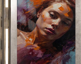 Abstract Face Wall Art – Tempered Glass Print – Modern Bar Wall Artwork ,Blue Office Wall Decor, Elegant Woman Home Accent, Wall Glass Decor