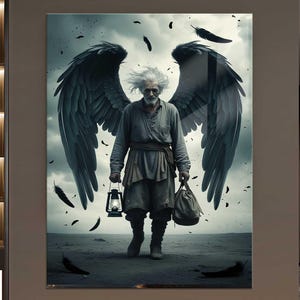Dark Angel Wall Art on Tempered Glass - Gothic Angel Decor, Fallen Angel Panel, Fantasy Warrior Wall Print, Spiritual Gothic Wall Hanging