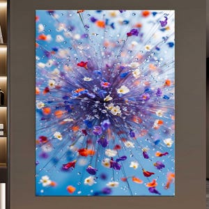 Colorful Floral Burst Glass Wall Art – Tempered Glass Print – Modern Flower Wall Decor – Vibrant Nature Artwork, Unique Botanical Home Decor
