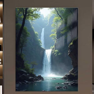 Waterfall Wall Art, Tempered Glass Wall Art, Glass Printing, Large Glass Wall Art, Modern Glass Art, Wall Hangings, Landscape Wall Art