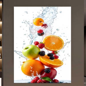 Tempered Glass Wall Art, Fruits Wall Art, Glass Printing, Large Glass Wall Art, Kitchen Backsplash Wall Art, Stained Glass Print, Food Art