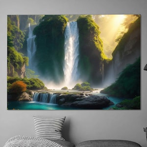 Waterfall Wall Art, Tempered Glass Wall Art, Glass Printing, Large Glass Wall Art, Modern Glass Art, Wall Hangings, Landscape Wall Art