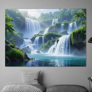 Waterfall Wall Art, Tempered Glass Wall Art, Glass Printing, Large Glass Wall Art, Modern Glass Art, Wall Hangings, Landscape Wall Art
