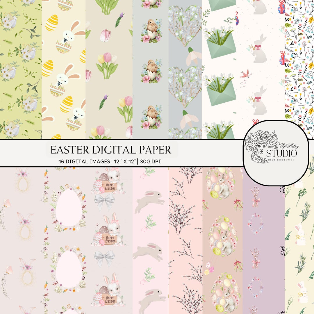 Soft Pastel Digital Paper Pack | 16 Easter Backgrounds for Crafts ...