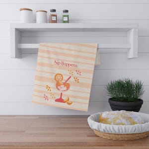 Citrus Cocktail Tea Towel, Retro Zesty, Kitchen Towel, Cheerful Summer Tea Towel, Cotton/Poly Dish Towel, Hostess Gift Idea, Spritz Drink