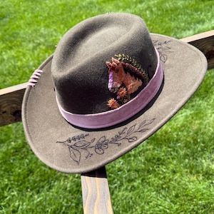Cowgirl Hat with Hand embroidered horse & flower design