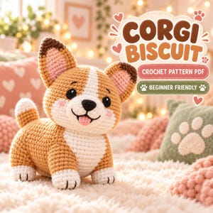 Corgi virkmönster, Corgi amigurumi mönster, virkmönster för hund, Corgi plysch PDF, Amigurumi hund, direkt PDF