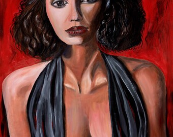 Melancholy, Giclee matted print of my original painting, the mat is included in the measurements.