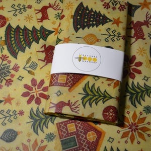 Juego de envoltorios navideños de cera de abejas, tamaño extra grande para pan, baguettes, stollen