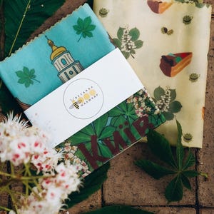 Beeswax Wraps, Ukraine Design, Reusable Food Wrap, Zero Waste Kitchen (Set of 2)