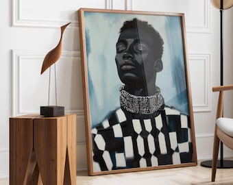 Geometrical People Large Wall Art | Proud Afro Men | Contemporary Artwork  | Afro Man Print | Modern Afrocentric Decor |  Fast Shipping