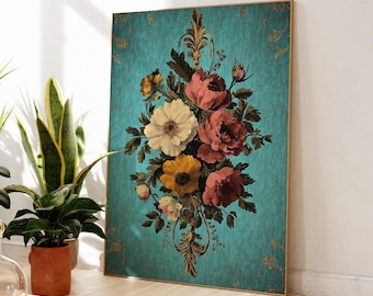 Antique Botanical Art | Modern Baroque Inspired Art | Timeless Garden Art | Contemporary Floral Decor | Cottagecore Style | Fast Shipping