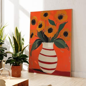 Abstract Poppy Bouquet | Floral Still Life Wall Art | Modern Plant Illustration | Contemporary Decor | Vibrant Floral Art | Fast Shipping