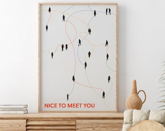 Nice To Meet You Tiny People | Modern Hallway Poster | Funny Entryway Print | Neutral Typography Wall Art | Entryway Decor | Hallway Decor