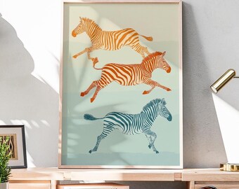 Abstract Zebra Crossing | Bold Zebra Art  | Contemporary Zebra Poster | Safari Wildlife Artwork | Eclectic Zebra Poster | Living Room Decor