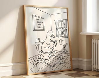 I See London, I See France | Quirky Duck Bathroom Print | Funny Animal Toilet Decor | Duck Bathroom Poster | Funky Wallpaper for Bathroom