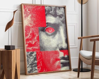 Abstract David Sculpture Poster | Michelangelo Poster | Contemporary Renaissance Print | David Wall Art | Minimalist Modern Art for Office