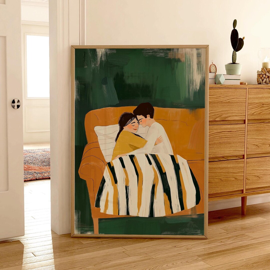 Couple Abstract Design Abstract People Wall Art | Romantic Couple Art | Intimate Lovers ...