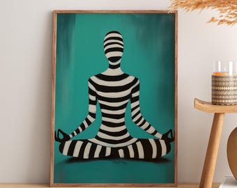 Zen Yoga Abstract Poster | Striped Yoga Pose Poster | Contemporary Meditation Artwork | Relaxing Yoga Pose Poster | Meditation Decor Print