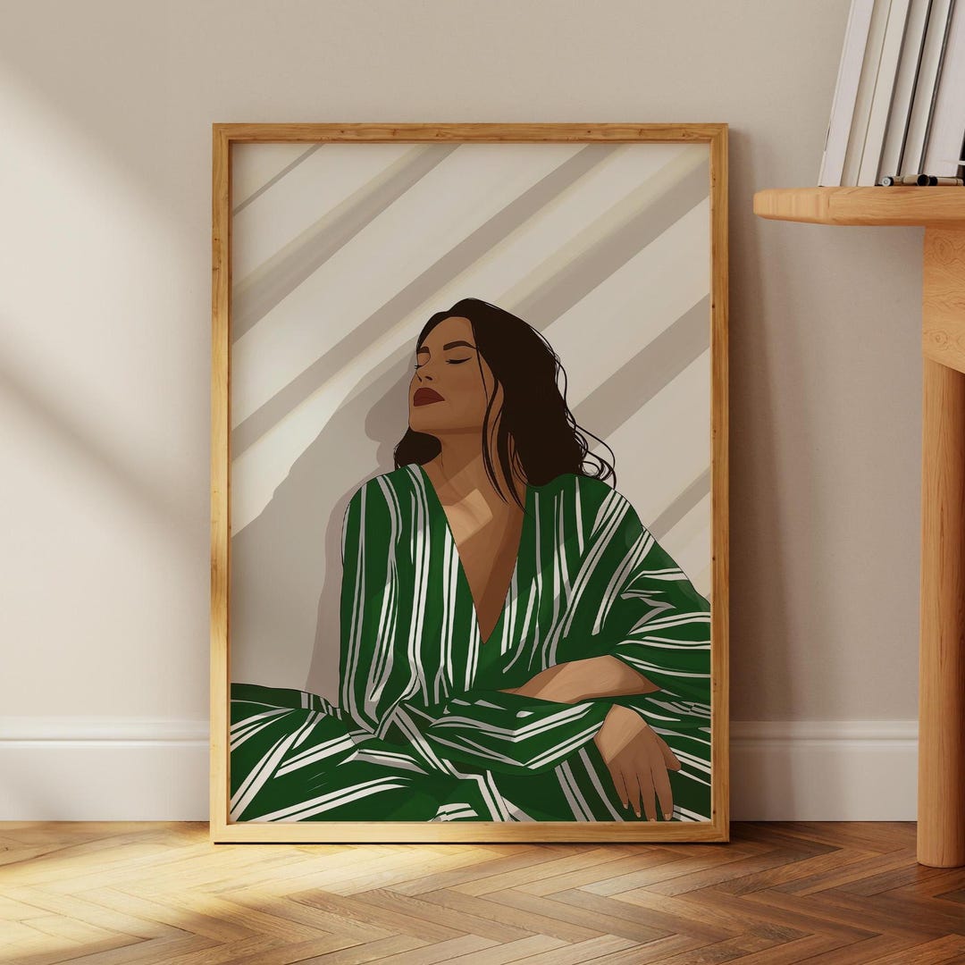 Modern Abstract Woman Wall Art | Striped Woman Portrait | Contemporary ...