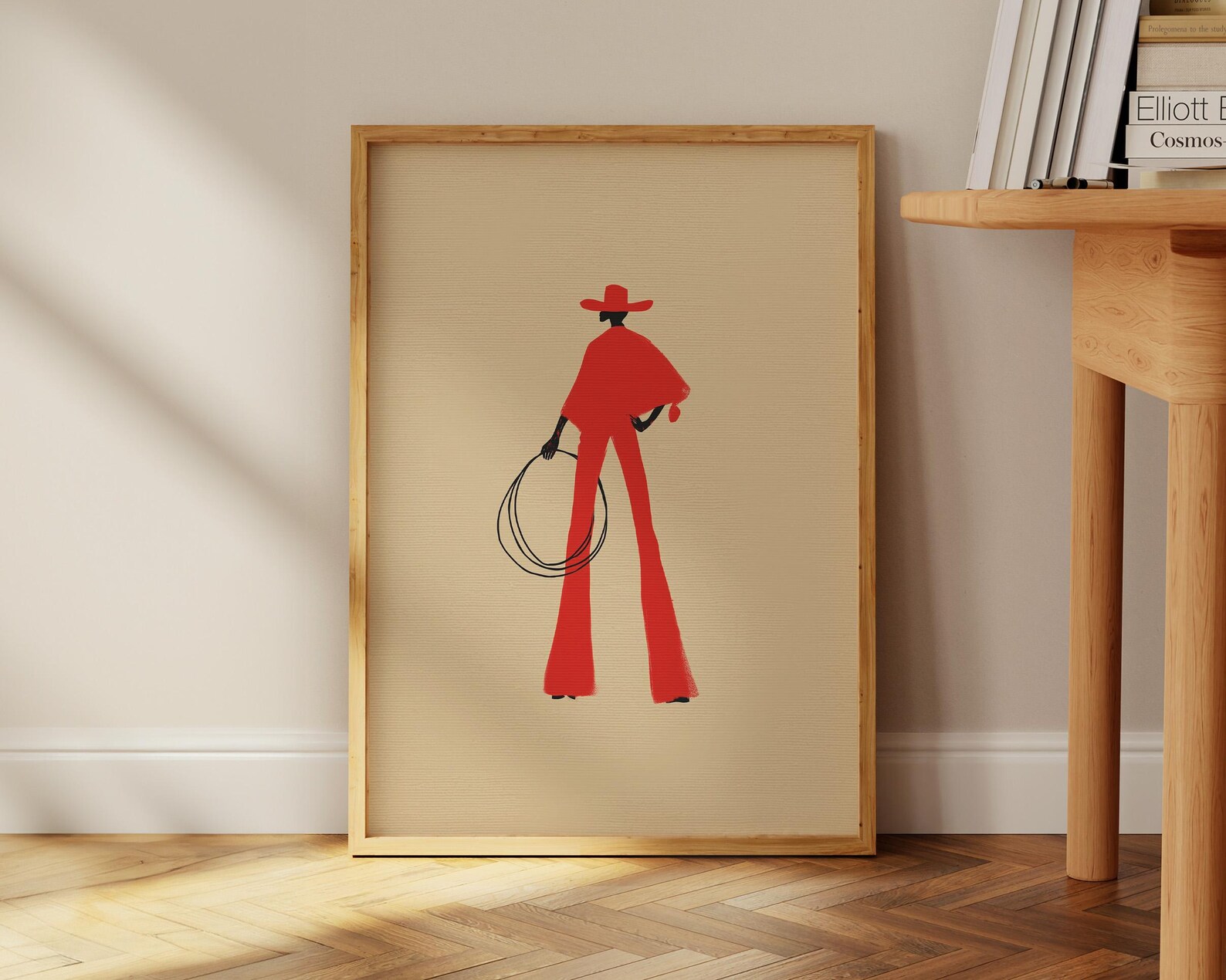 Abstract Cowgirl Poster | Modern Cowgirl Print | Western Desert Decor ...