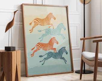 Abstract Zebra Crossing | Bold Zebra Art  | Contemporary Zebra Poster | Safari Wildlife Artwork | Eclectic Zebra Poster | Living Room Decor